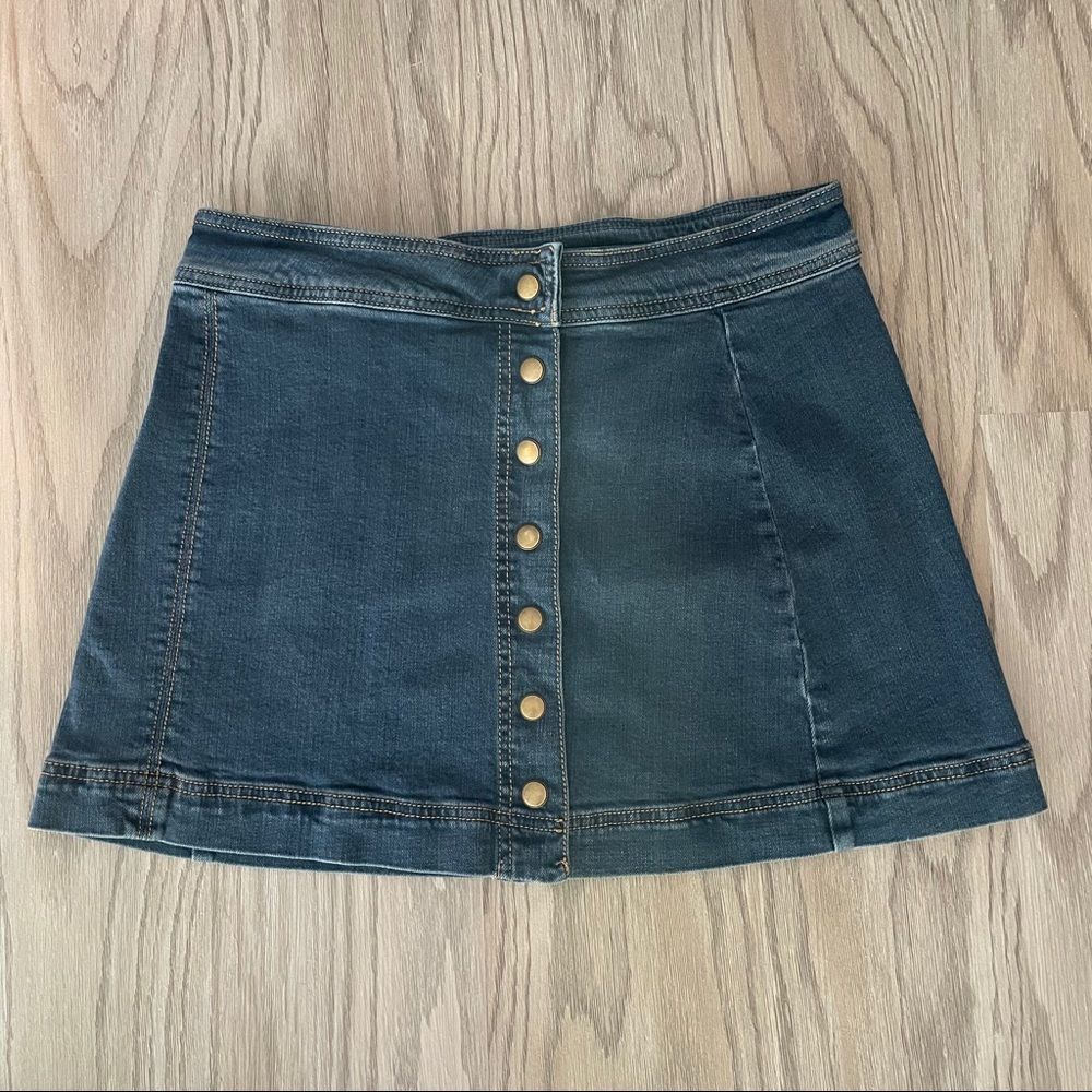 Free People Denim Button Skirt